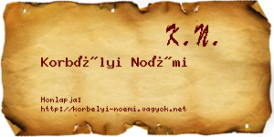 Korbélyi Noémi névjegykártya
